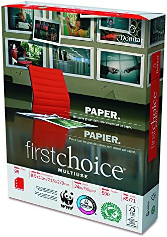 Domtar First Choice MultiUse Letter (215.9×279.4 mm) White inkjet paper - printing paper (Letter (215.9×279.4 mm), Universal, White, ECF)