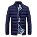 Produktbild Baumwolljacke Herren, DoraMe Männer Winter Warme Daunenmantel Dünne Dicke Parka Beiläufige Feste Farbe Strickjacke (Blau, 2XL)