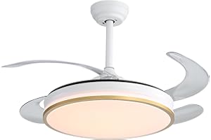 Jumoking Ventilatori da Soffitto con Luce LED 47 W, 106 cm, Ventilatore da Soffitto, Pale retrattile, 3 Temperature di Colore Regolabili, 6 Velocità, Timer, Motore DC Reversibile (Gold, 4 Lame)