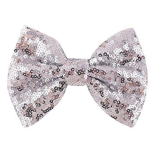 Akili(TM) 1 Piece Silver Girls Sequins Hair Clips Cute Headwear