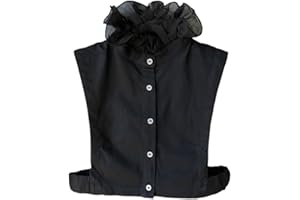 Tandou Rüschen Kragen Blusenkragen Damen Abnehmbarer, Krageneinsatz Einsatz Accessoires (Schwarz)