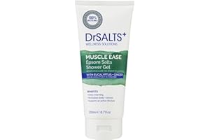 DR SALTS DrSALTS+ Muscle Ease Shower Gel - Soothing Epsom Salts to Relieve Strains, Pain & Stiffness with Eucalyptus & Ginger Essential Oils - Vegan & Cruelty-Free, 200ml