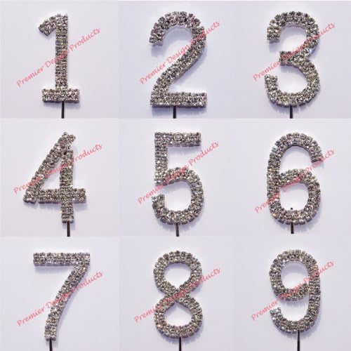 Number Cake Topper Diamante Rhinestone Anniversary Birthday Toppers Decoration Number 3