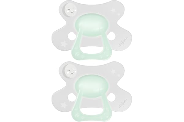 Difrax Tétine 18 Mois et Plus – Sucette Naissance avec Tétine Silicone – 18+ - Facile à Accepter - un Apport Optimal d'Air – Tutute Bébé 18-36 Mois – Phosphorescente – 2 Unité (Lot de 1)