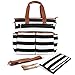 Produktbild Wickeltasche TOTOBAY Babytasche Wickeltasche Multifunktionale Mama Handtasche mit 13 Taschen Kinderwagen gurt gratis Wickelunterlage Weekender Tote PU Geschenkpapier PU unten schwarz weiß gestreift