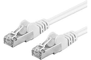 PremiumCord Câble Patch, CAT6a, 10Gbit/s, S/FTP, PIMF, Ethernet, LAN, Rapide, Flexible et Durable, RJ45, AWG 26/7, Câble en Cuivre 100% CU, Blanc, 1m