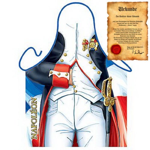 Lustige Grillschürze, Themenschürze mit GRATIS Urkunde: Napoleon (Schürzenfarbe: Mehrfarbig)