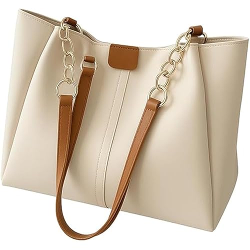 AESTHETIC Women’s Shoulder Handbag | Elegant PU Leather Tote with Chain Strap | Stylish Daily Use Purse for Office, College &