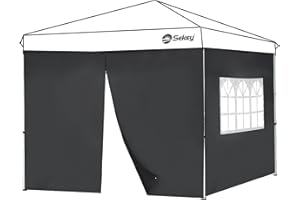 Sekey 2 Seitenteile Seitenwände für Pavillon 3×3m, Wasserdicht für Festzelt, Partyzelt (1 Fenster 1 Reißverschluss, Schwarz)