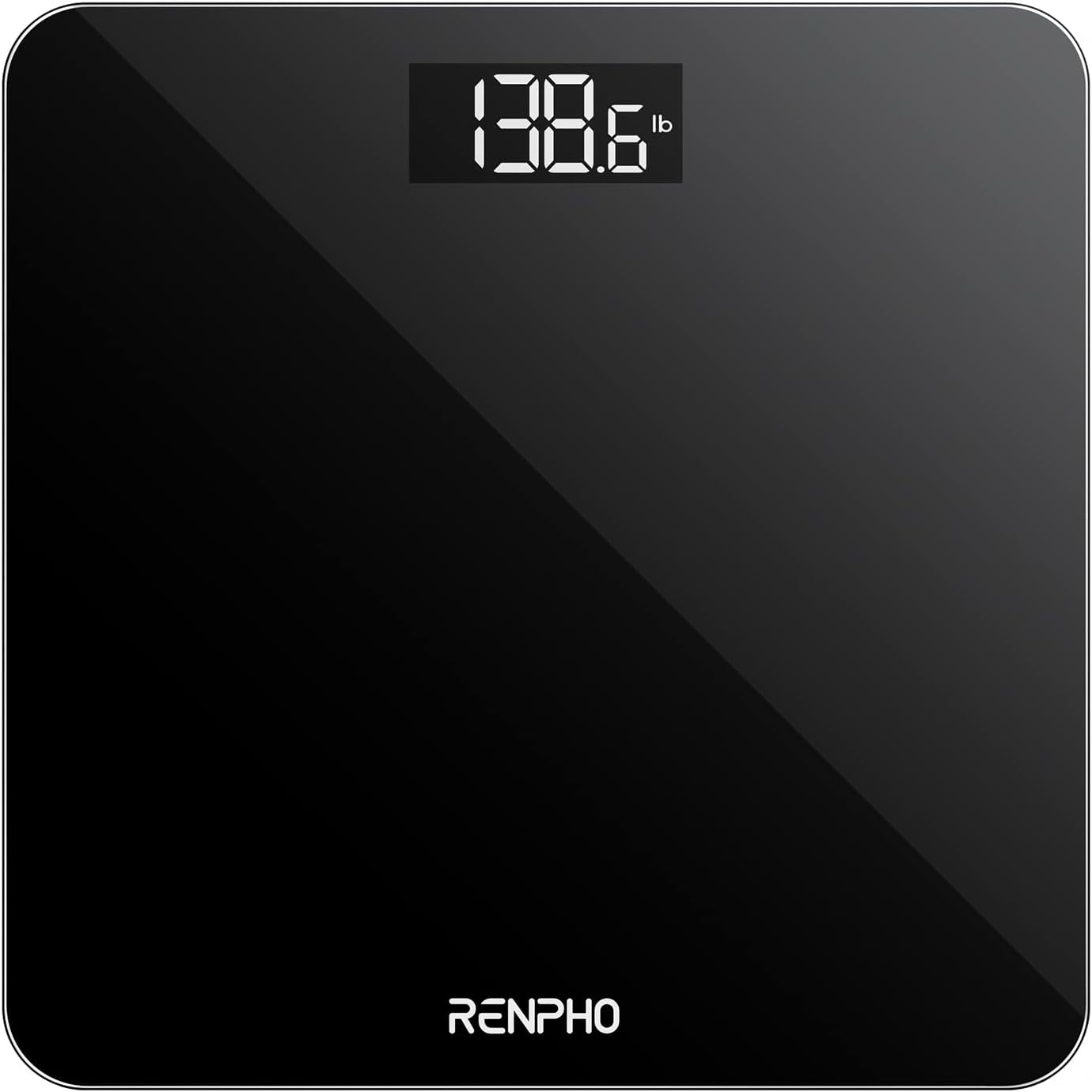 Báscula De Baño Digital RENPHO, Báscula De Peso Corporal De Alta Precisión Con Pantalla Iluminada, Graduación de 0,1 lb (50 g) precisión, Tecnología Step-On, 180kg/400lb, Negro, Core 1S