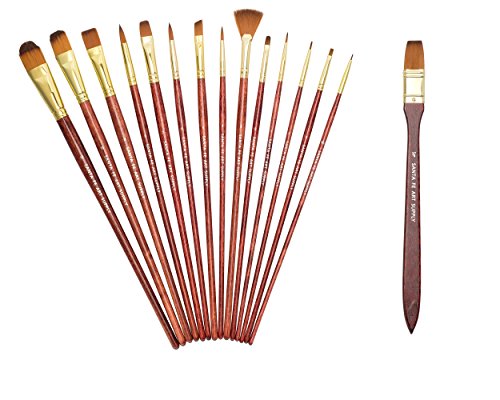 NEW YEAR’S DEAL 72% OFF! Rabatt HEUTE! Künstlerpinsel-Set für Acryl, Aquarell, Öl, Gouache, und Gesichtsfarbe von Santa Fe Art Supply™. 15 30 cm professionelle Pinsel + 1 Pinsel mit kurzem Griff im Transportetui. #1 Bestseller. Lebenslange Garantie - 3