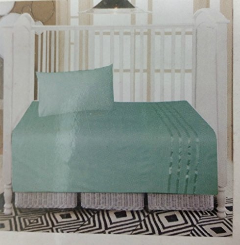 COT BED DUVET COVER WITH PILLOWCASE- SUPERIOR NATURAL COTTON RICH WITH HAND STICHED APPLIQUE WORK 120 X 150 CM - AMY SAGE GREEN