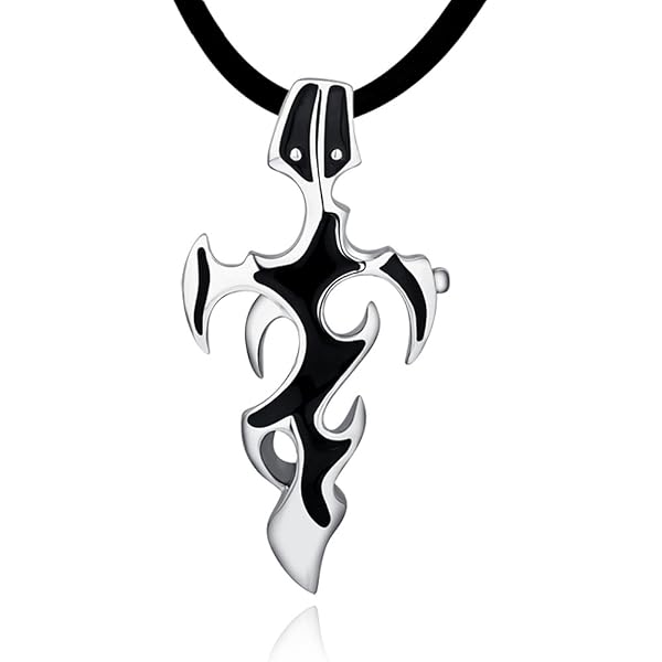 DonDon Collana Uomo In Caucciù – Ciondolo Drago In Acciaio Inox Con Pietra Rossa – Lunghezza 50 Cm – Con Sacchetto Di Velluto