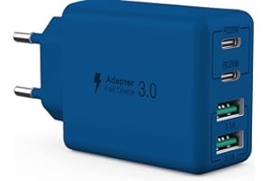 SCCVEE Ładowarka USB C, 40W 4 porty USB C, blok szybkiego ładowania, Dual Port PD+QC, ładowarka Multiport typu C, kompatybilna z iPhone 11/12/13/14/15/Pro Max/XS/XR/8/7/Samsung telefon/tabletem