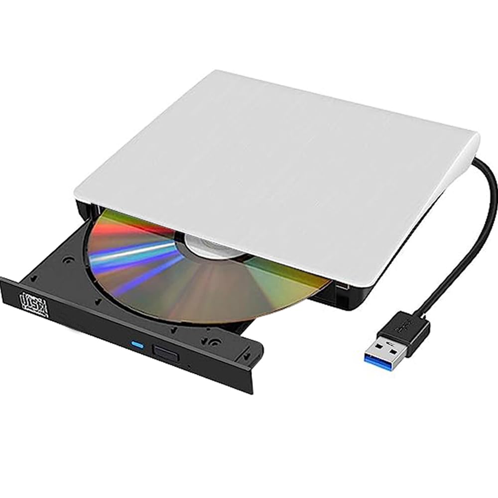 RuhZa External USB 3.0 DVD/CD Player Portable Drive - Fast Quiet Ultra Thin Optical Drive With Type-C
