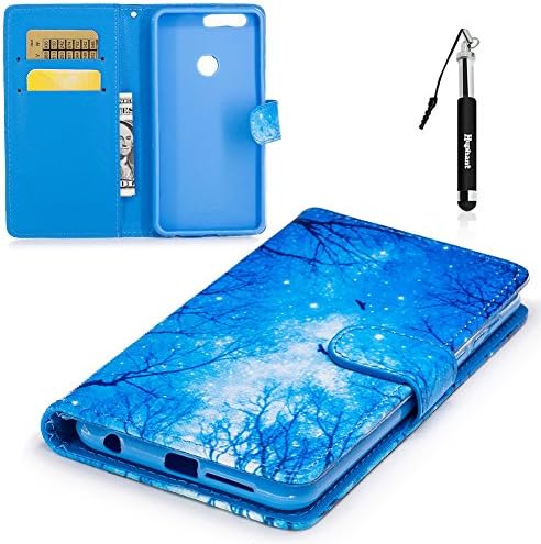 Huawei Honor 8 Case,Huawei Honor 8 leather Case,Huawei Honor 8 Wallet Case,Huphant High Quality Leather Wallet Phone Case Cover Cute Animal Pattern Design Panda Dog Lion Flower Cat Monkey Owl Forest Corji Magnetic Closure Book Style Flip Case Ultra Slim Heavy Duty Shockproof With Credit Card Slots Holder Money Pouch Silicone TPU Inner Protective Bumper Wrist Strip Protective Stand Leather Phone Case for Huawei Honor 8 + 1 Black Retractable Dust Plug Stylus Pen-Forest