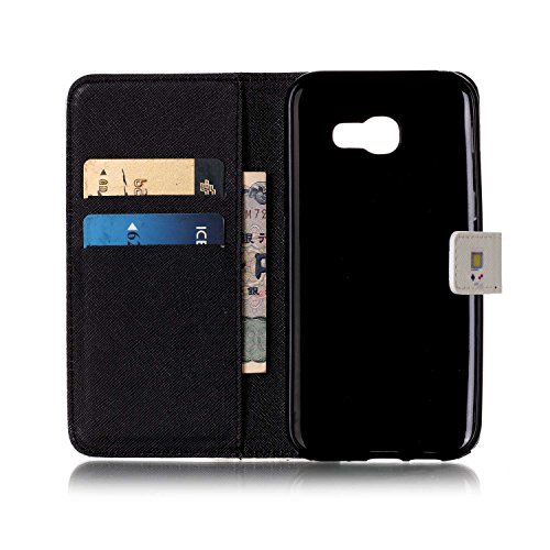 Galaxy A5 2017 Hülle,Samsung Galaxy A5 2017 Handyhülle Brieftasche,Retro Blau Schmetterling Muster Leder Schutzhülle Case Etui im Bookstyle Weiche Inner Magnetverschluss Protektiv Flip Hülle Tasche Wallet Telefon-Kasten Case Cover mit[Ständerfunktion] und [Kartenfächer]für Samsung Galaxy A5 2017+1xSchwarz Glitzer Bling Eingabestift-Blau Schmetterling - 2