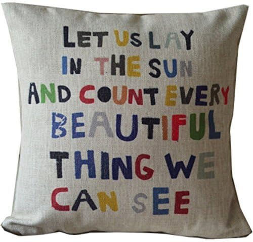 Hidoon® Urparcel Meaningful Quotes Colorful Letters Throw Pillow Case Decor Cushion Covers Square 18x18 Inch Beige Cotton Blend Linen