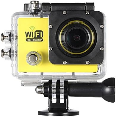 Njord Full HD Wifi Action Sports Camera DV Cam 2.0inch LCD 12MP 1080P 30FPS 140 Degree Wide Lens Waterproof for Car DVR FPV PC Camera Diving Bicycle Outdoor Activity (Yellow)
