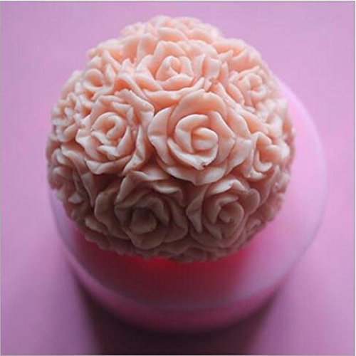 Allforhome Silikon-Form zum Seifen- und Kerzengießen, Form „Rosenball“ - 2