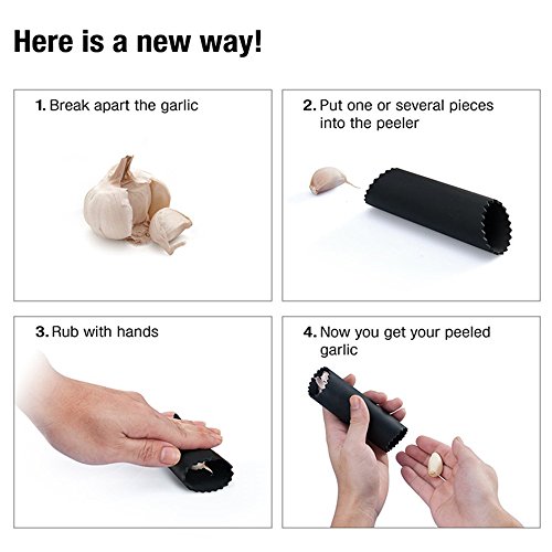 TTLIFE Premium Edelstahl Knoblauchpresse Küche Zerkleinerer mit Peeler Set Silikon Tube Roller und Silikon-Pad & zusätzliche Bürste für Haushalt/outdoor leicht zu reinigen - 6