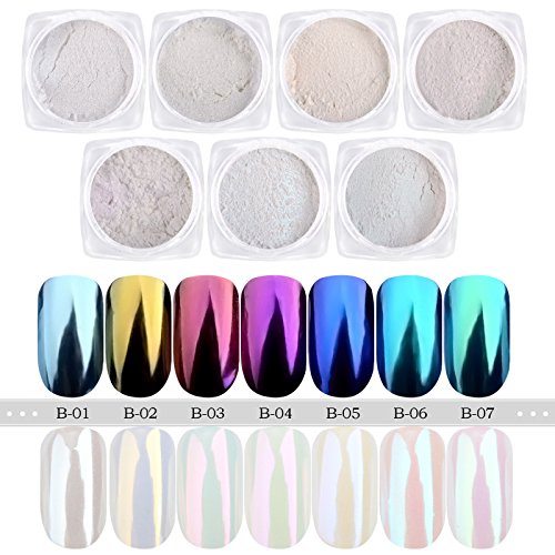 MIOBLET 1 Box Spiegel Nagel Glitzer Pigment Pulver 1g Gold blau lila Staub Maniküre Nail Art Glitzer Glitzerpuder DIY Chrom Pulver Dekorationen - 2