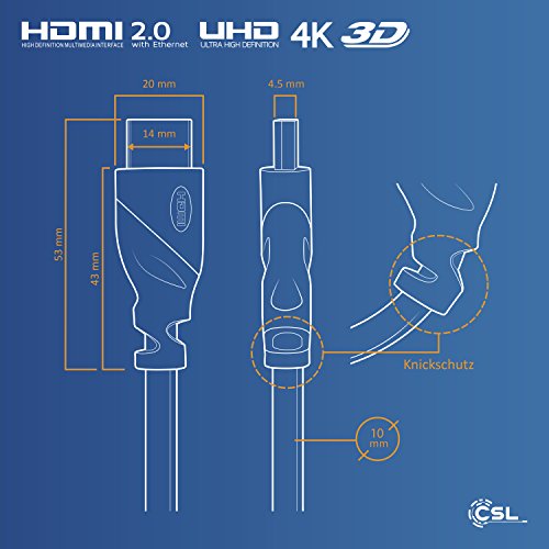 15m – Ultra HD 4k HDMI Kabel | High Speed with Ethernet | Kabel 3 fach geschirmt / inkl. Stecker- und Kontaktschirmung | 4K Ultra HD 2160p bei 30 Hz / Full HD 1080p | 3D / ARC / CEC | AWG24 (Kabeldurchschnitt für Überlängen) | 15,0 Meter - 5