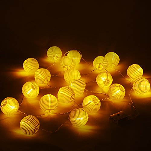 Uping® Led Lichterkette 20er Batterienbetriebene Lampions Laterne für Party, Garten, Weihnachten, Halloween, Hochzeit, Beleuchtung Deko usw. 4,2M warmweiß - 5