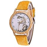 IG Invictus Damen Mode Casual Lederstrap Analog Quarz Runde Uhr T397 N Quarzuhr Gelb Quarz Uhr