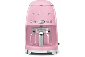 Smeg, Macchina da Caffè Filtro DCF02PKEU, Funzione Aroma e Autostart, Caraffa in Vetro Fino a 12 Tazze, 2 Livelli di Intensità, Modalità Keep Warm, 1050W, Rosa