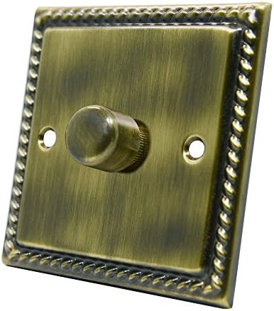 Georgian Antique Brass LED 1 Gang Dimmer 250W - 10 Amp Single 1-Gang 2 Way 250W LED Light Dimmer Switch