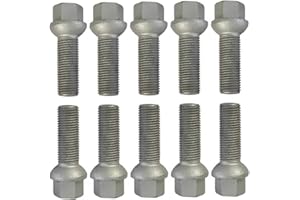 TRACER Lot de 10 boulons de roue argentés R14 M14 x 1,5 35 mm