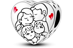 Hapour Ciondoli in Argento Sterling 925 per Bracciali Collane, Carino Moda Amore Cuore Ciondola Ciondoli Perline Regalo per Le Donne Lei