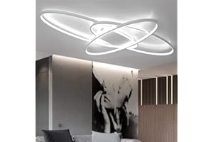 LANEKD Lampada da soggiorno Plafoniere a Led Dimmerabile Ovale a 3 anelli Design Camera da letto Corridoio Deco Lampadario da soffitto moderno con paralume in acrilico per sala da pranzo Luce bagno (bianca)