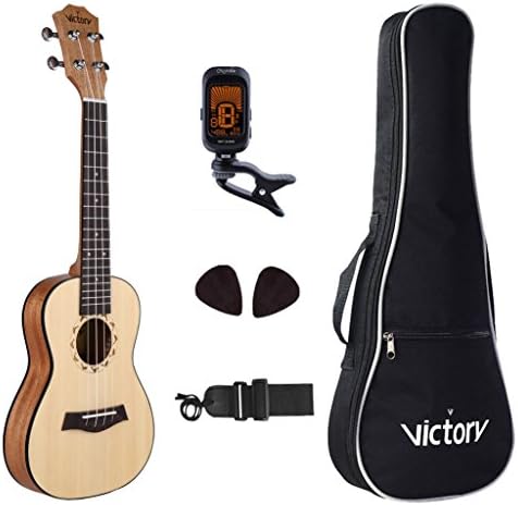 Concert Ukulele 23 Inch Spruce Mahogany and Aquila Strings Ukulele with Beginner Kit: Bag +Tuner + Straps + Picks - Dolphin