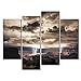 Produktbild 4 Panel Art Wand Bild Lightning Strikes in der Grand Canyon Dark Cloud Bilder Prints auf Leinwand Landschaft der Decor Öl für Home Moderne Dekoration für Kinder Zimmer