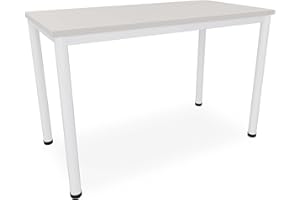 Dila GmbH Schreibtisch/Besprechungstisch in verschiedenen Größen und Farben weißes Metallgestell Konferenztisch Arbeitstisch (B: 120 cm x T: 60 cm, Lichtgrau)