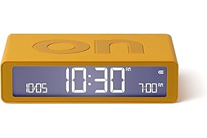 Lexon Flip Classic sveglia Mattina Luminosa reversibile con Faces on Off e Funzione Snooze, Display LCD e Luce Touch, Ricaricabile da USB-C - Giallo