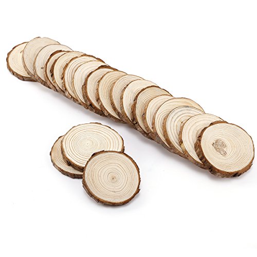 20 x Rund Holzscheiben Baumscheiben Namensschild Anhängeetiketten Hochzeit Deko Basteln DIY 8-9cm - 2