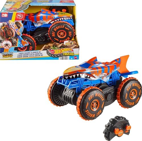 Hot Wheels Monster Trucks Tiger Shark Super Scalatore RC veicolo