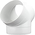 Fantronix 150 mm diameter Circular Equal Ventilation Y Piece Splitter for Round Vent Ducts - 6 inch White PVC Hose Connector for Bathroom Kitchen Fan Ducting Air Con Tube Tumble Dryer