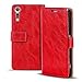 Produktbild Conie RW40166 Retro Wallet Kompatibel mit Sony Xperia XZ, Klapphülle Tasche Vintage Leder Design für Xperia XZ Etui mit Kartenfächer Vintage Rot