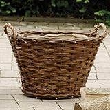 Weide-Kaminholzkorb Ø60 cm mit Jute