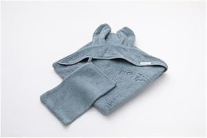 BamBoom Set Asciugamano con Cappuccio e Guanto, Soffice Fibra di Bambù Organico, 75X75, Bagno Duo con Guanto, Blu, 1990007-500 g