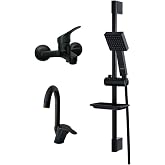 armour armat&uuml;r Siyah Banyo Bataryası Seti S&uuml;rg&uuml;l&uuml; Duş Sistemi 3 L&uuml; Set Siyah