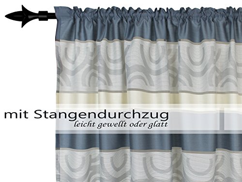 halbtransparenter Vorhang Colorado von deko trends – Wohndekoration in elegantem Design – made in Germany – moderne Kreismusterung mit Struktureffekt – mit einer Stoffbreite von ca. 144 cm und einer Stoffhöhe von ca. 245 cm, blau - 6