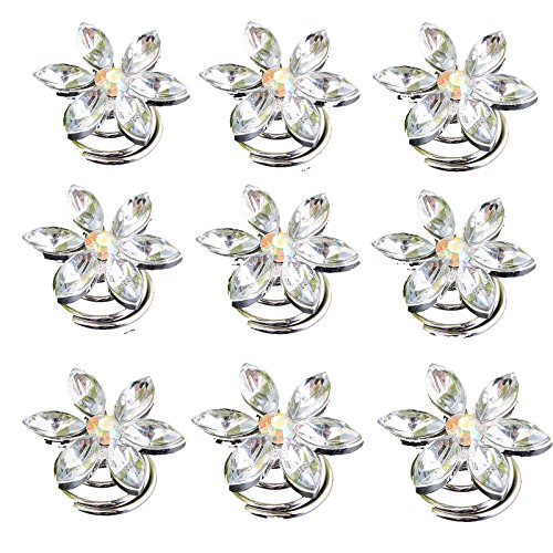 yantu12pcs Clear Crystal 6 Beads Swirl Hair Twists Coils Spirals Hair Pin Clip Accessories