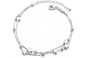 Armbander för damer, elegant pärla 925 sterling silver, stjärna, dubbellager, stjärnarmband, pärlarmband, present för henne