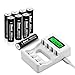 Price comparison product image BONAI 4 Bay LCD Smart Individual AA AAA Rechargeable Battery Charger with 8 Pack 2800mAh NiMH AA Rechargeable Batteries