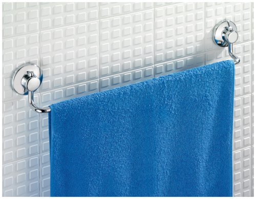 WENKO 18210100 Magic-Loc Handtuchstange – Befestigen ohne bohren, Stahl, 62.5 x 10 x 7.5 cm, Chrom - 2